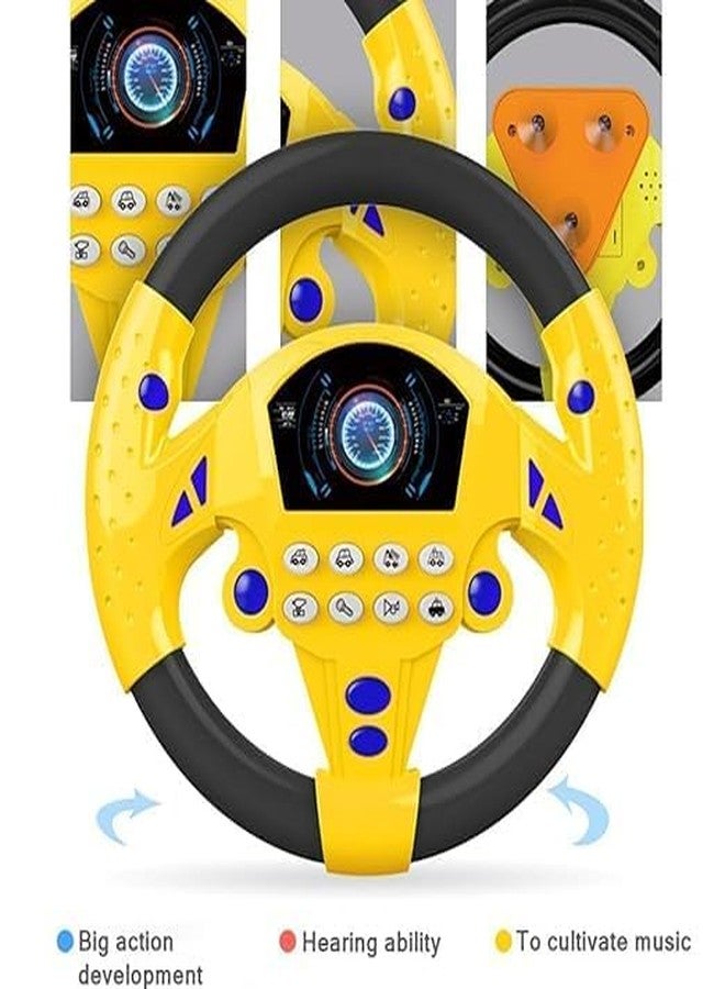 lizepto Premium Kids Driving Steering Wheel Funny Interactive Driving Wheel with Music (Yellow) - Image 2